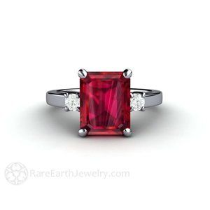 Emerald Cut Ruby Engagement Ring